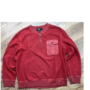 RRL Broken In Military Sweatshirt Large Ralph Lauren Distressed Faded.